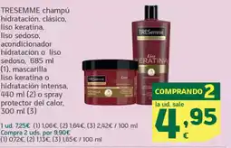 HiperDino TRESEMME champú hidratación, clásico, liso keratina, liso sedoso, acondicionador hidratación o liso sedoso oferta