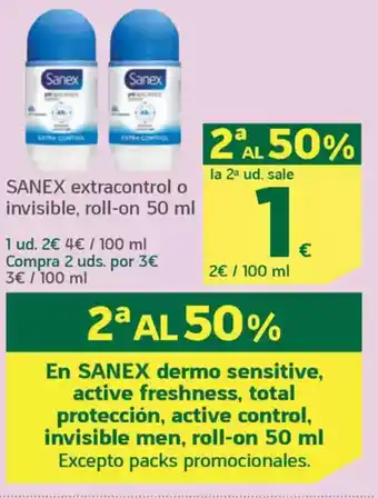 HiperDino SANEX extracontrol o invisible, roll-on oferta