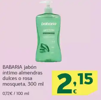 HiperDino BABARIA jabón íntimo almendras dulces o rosa mosqueta oferta