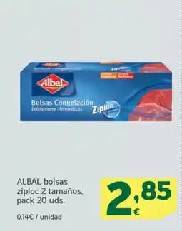 HiperDino ALBAL bolsas ziploc 2 tamaños oferta