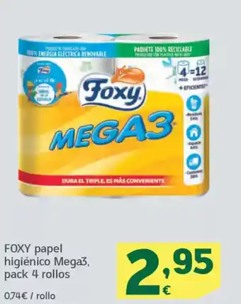 HiperDino FOXY papel higiénico Mega3 oferta