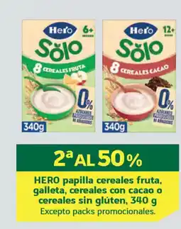 HiperDino HERO papilla cereales fruta, galleta, cereales con cacao o cereales sin glúten oferta