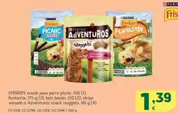 HiperDino FRISKIES snack para perro picnic funtastix bon bacon strips venado o Adventuros snack nuggets oferta