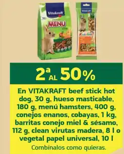 HiperDino En VITAKRAFT beef stick hot dog, hueso masticable, menú hamsters oferta