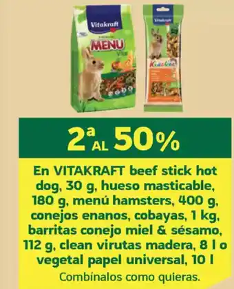 HiperDino En VITAKRAFT beef stick hot dog, hueso masticable, menú hamsters oferta