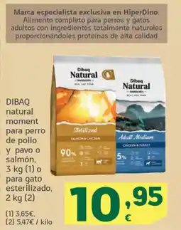 HiperDino DIBAQ natural moment para perro de pollo y pavo o salmón o para gato esterilizado oferta