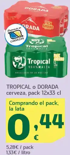 HiperDino TROPICAL O DORADA cerveza oferta