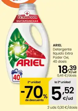 Eroski ARIEL Detergente líquido Extra Poder Oxi, oferta