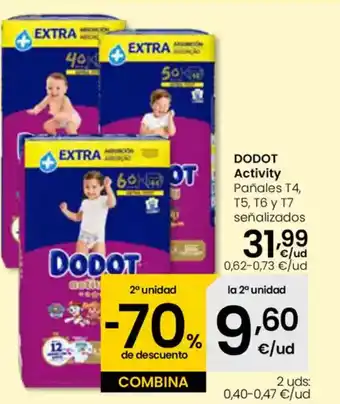 Eroski DODOT Activity Pañales T4, oferta