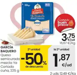 Eroski GARCÍA BAQUERO Queso semicurado mezcla Ya Cortado cuña oferta