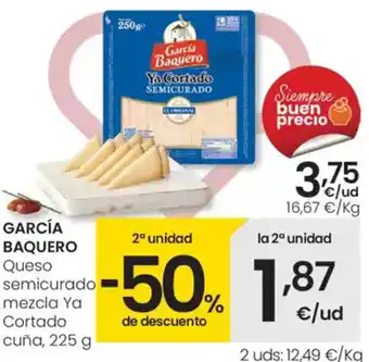 Eroski GARCÍA BAQUERO Queso semicurado mezcla Ya Cortado cuña oferta