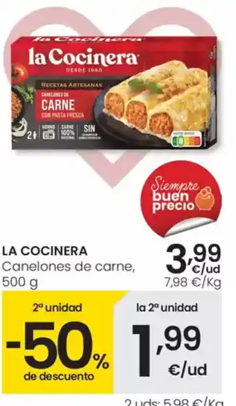 Eroski LA COCINERA Canelones de carne oferta