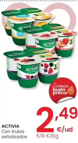 Eroski ACTIVIA Con frutas señalizados oferta