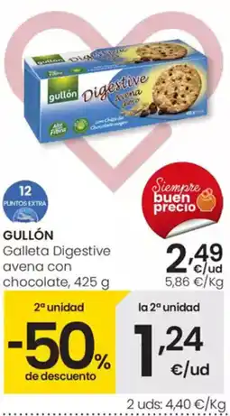 Eroski GULLÓN Galleta Digestive avena con chocolate oferta