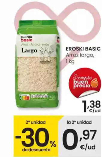 Eroski EROSKI BASIC Arroz largo, oferta