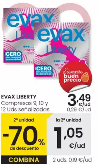 Eroski EVAX LIBERTY Compresas 9, 10 y oferta