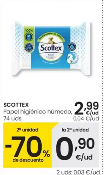 Eroski SCOTTEX papel higienico humedo oferta