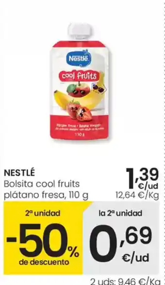 Eroski NESTLÉ Bolsita cool fruits plátano fresa oferta