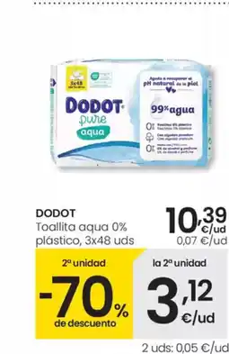 Eroski DODOT Toallita aqua 0% plástico, 3x48 uds oferta