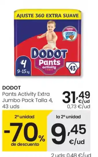 Eroski DODOT Pants Activity Extra Jumbo oferta