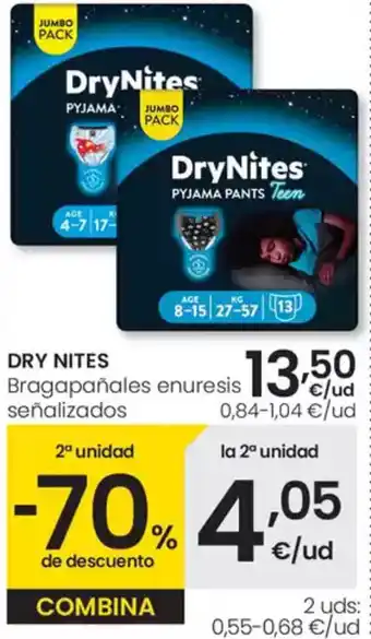 Eroski DRY NITES Bragapañales enuresis señalizados oferta