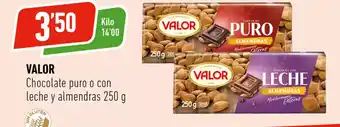 Supermercados Deza VALOR Chocolate puro o con leche y almendras oferta