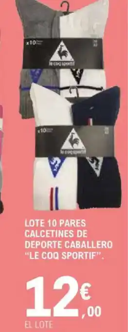 E.Leclerc Lote 10 pares calcetines de deporte caballero le coq sportif. oferta