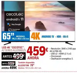 E.Leclerc CECOTEC Led 4k a2 series ALU20065ZS oferta