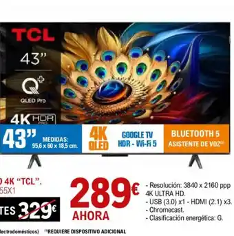 E.Leclerc TCL Qled 4k 43C655X1 oferta