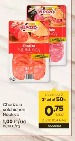 Autoservicios Familia Chorizo o salchichón Nobleza oferta