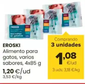 Autoservicios Familia EROSKI Alimento para gatos, varios sabores oferta