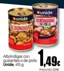 Unide Supermercados Unide - albondigas con guisantes o de pollo oferta