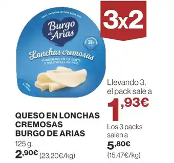 Supercor BURGO DE ARIAS Queso en lonchas cremosas oferta