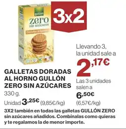 Supercor Galletas doradas al horno gullón zero sin azúcares oferta