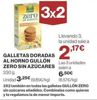 Supercor Galletas doradas al horno gullón zero sin azúcares oferta