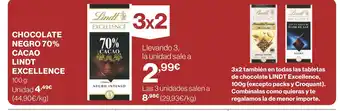 Supercor LINDT EXCELLENCE Chocolate negro 70% cacao oferta