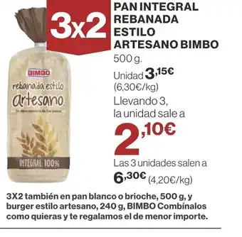 Supercor Pan integral rebanada estilo oferta