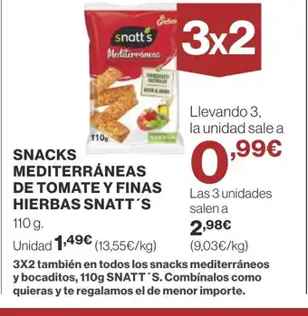 Supercor SNATT'S Snacks mediterráneas de tomate y finas hierbas oferta