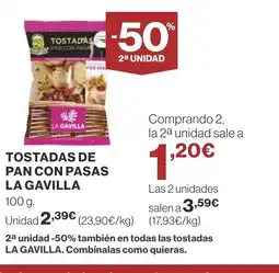 Supercor Tostadas de pan con pasas la gavilla oferta