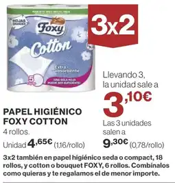 Supercor Papel higiénico foxy cotton oferta