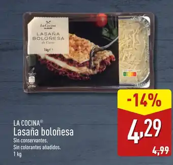 ALDI LA COCINA Lasaña boloñesa oferta