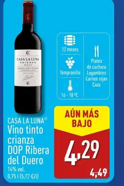 ALDI CASA LA LUNA Vino tinto crianza DOP Ribera del Duero oferta