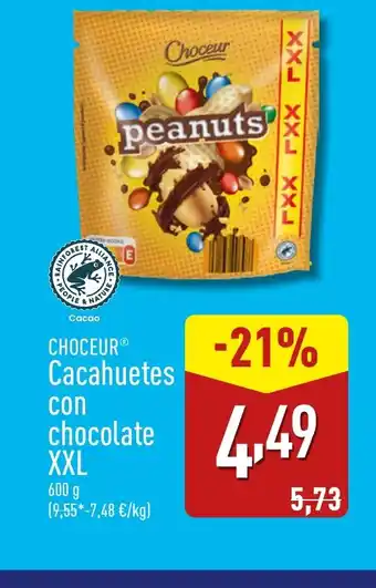 ALDI CHOCEUR Cacahuetes con chocolate XXL oferta