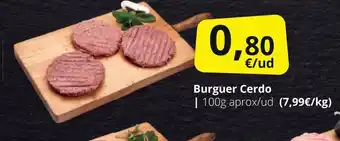 Supermercados MAS Burguer Cerdo oferta