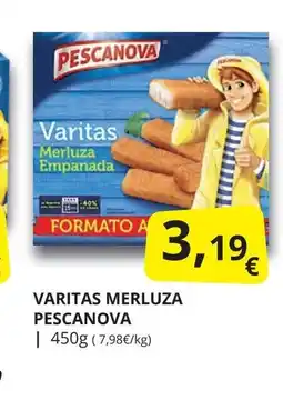 Supermercados MAS PESCANOVA Varitas merluza oferta