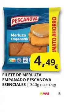 Supermercados MAS PESCANOVA Filete de merluza empanado oferta