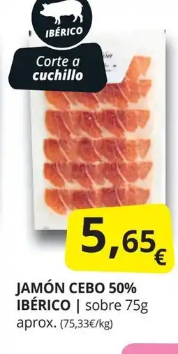 Supermercados MAS Jamón cebo 50% ibérico oferta