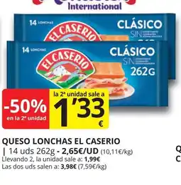 Supermercados MAS EL CASERIO Queso lonchas oferta