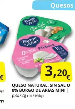 Supermercados MAS Queso natural, sin sal o 0% burgo de arias mini oferta