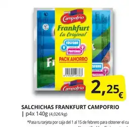 Supermercados MAS CAMPOFRIO Salchichas frankfurt oferta